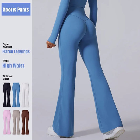 Cloud Hide Blue Sports Leggings Plus Size Long Yoga Pants Women Gym Fitness Running Flared Trousers High Waist Workout Tights.