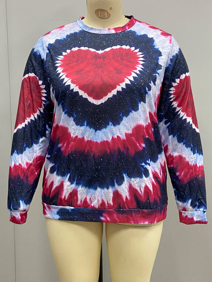 2024 Plus Size Europa und die Vereinigten Staaten Herbst und Winter neue Mode lang ärmelig bedruckte Damen lässig Kapuzen pullover mit Rundhals ausschnitt.