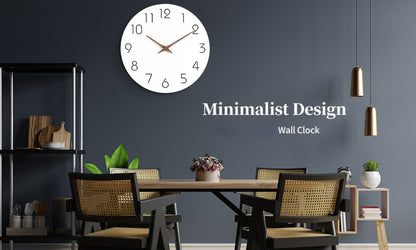Wanduhr, 30,5 cm, geräuschlos, nicht tickend, Holz-Wanduhren, batteriebetrieben, Holz, weiß, modern, schlicht, minimalistisch, hängende Wanduhr