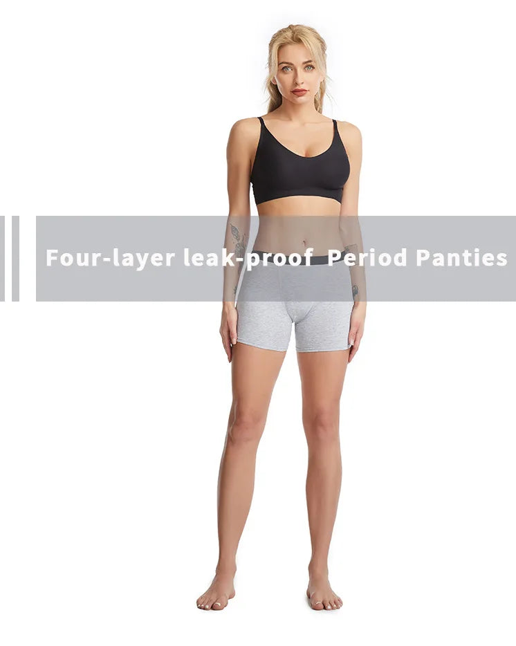 Women's Menstrual Panties Heavy Flow 4-Layer Leak Proof Cotton Period Underwear Absorbent  Boxer Brief.