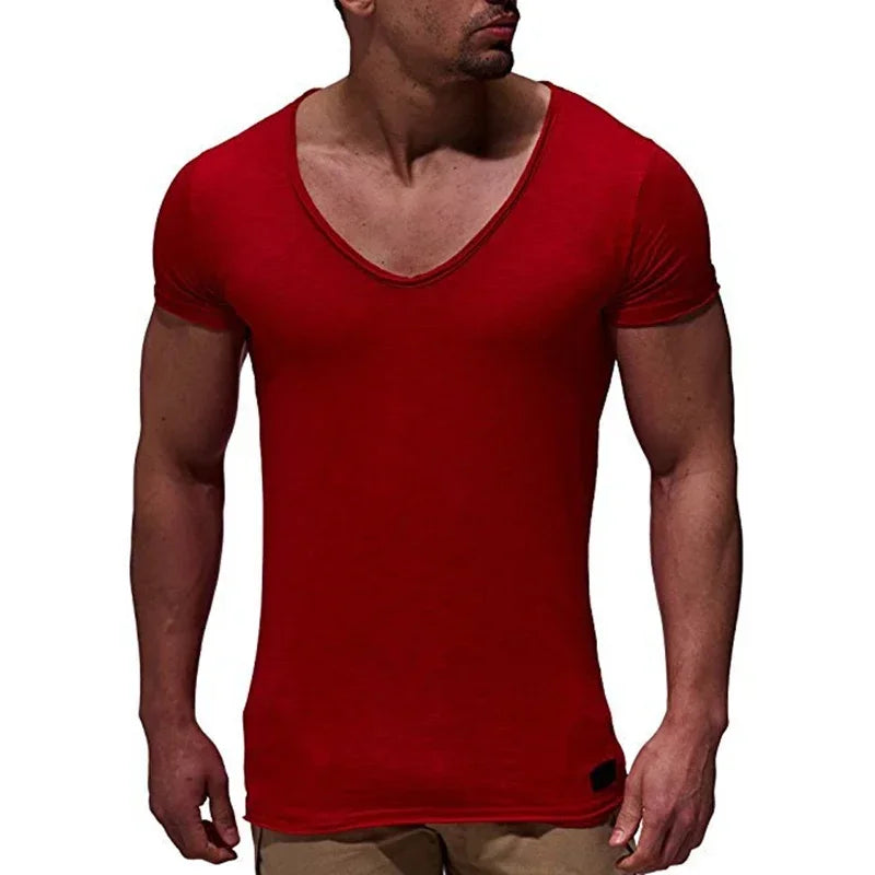 MRMT 2025 Brand New Men's T Shirt Fashion Chicken Heart V Collar Recreation T-shirt for Male Short-sleeved Man Tops T-shirt Tees.