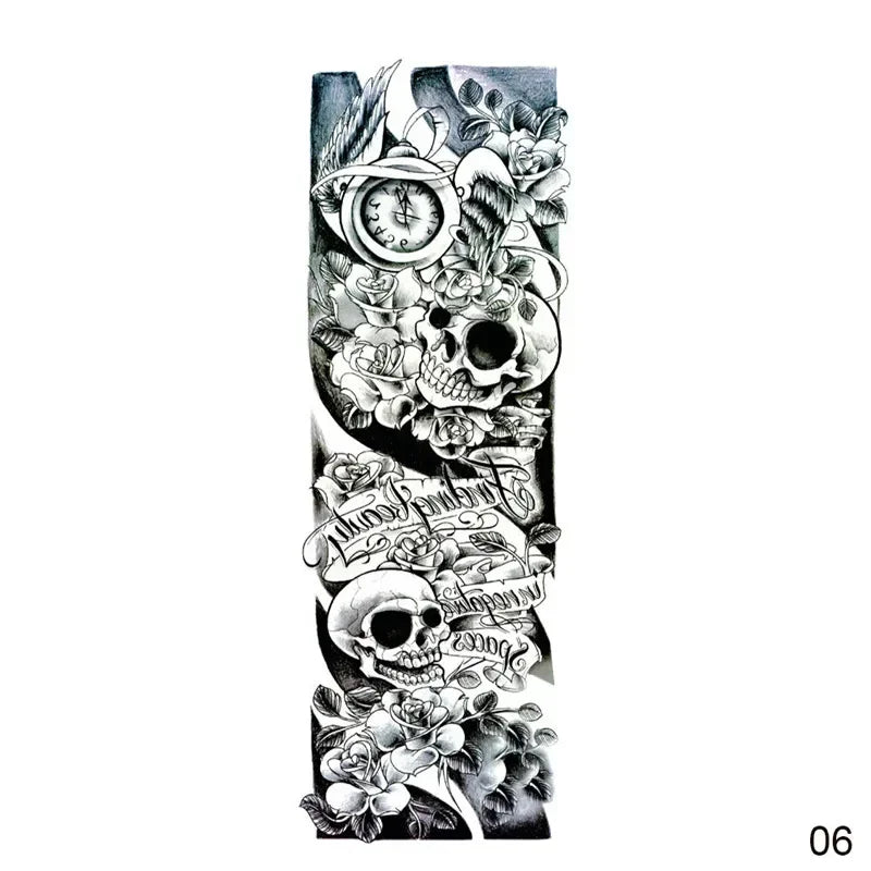 16 Designs Full Arm Temporary Tattoo Sleeve Waterproof Tattoos For Cool Men Women Tattoos Stickers On The Body Art #272596