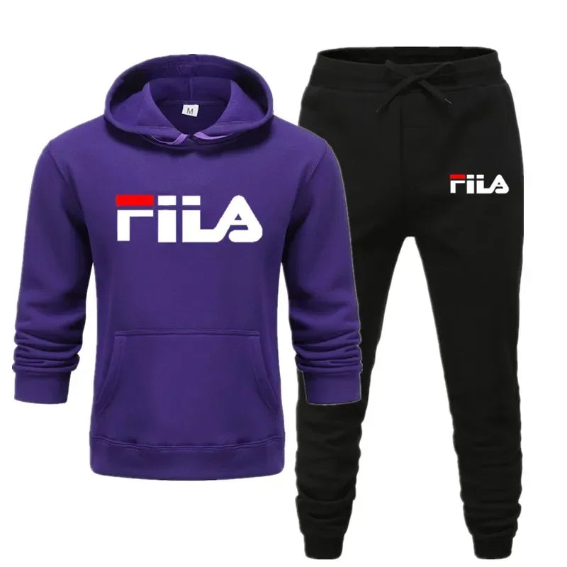 A new men's Spring and Autumn 2025 pullover hoodie + sweatpants two-piece fitness, fashion and casual jogging set.