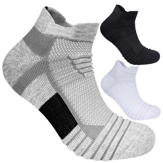 3 Pairs Mesh Sports Terry Socks Cushioned Moisture-managing And Durable Reduces Foot For Running Hiking Cycling Baskateball.