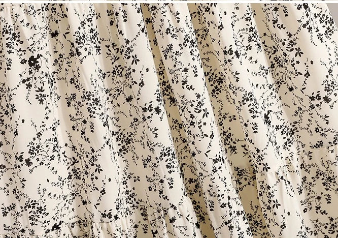 2025 Vintage Draped Elegant Chinese Style Women's Half-length Skirts Autumn Floral Pleated A- Line Skirt With Lining.