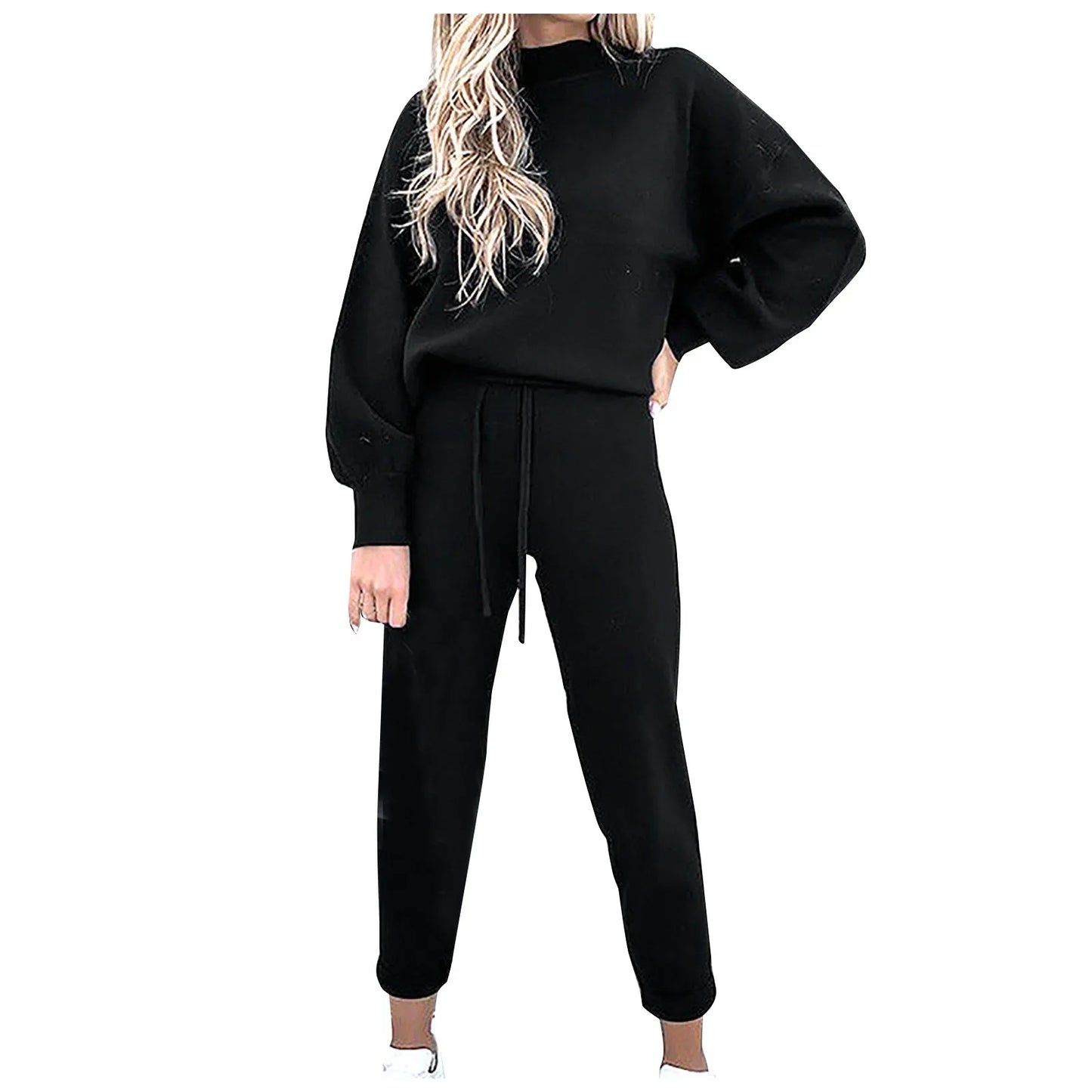 2 Piece Suit Sports for Women's Solid Color Fashion Casual Outfits Set Loungewear Long Sleeve Wide Leg Pants Streetwear.