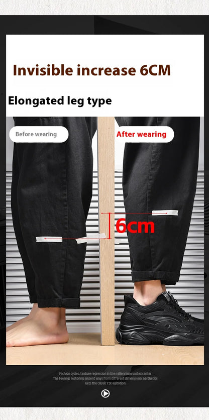 6CM Man Hidden Elevator Shoes Breathable Mesh Sneakers Anti-Slip Thick Sole Comfortable Casual Athletic Sports for Men Non-Slip.