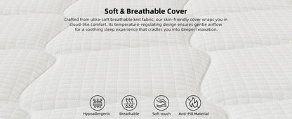 SKSBTF Memory-Schaum-Matratze, 25 cm dick, Taschenfederkernmatratze, Hybrid, atmungsaktiv, Anti-Milben, geräuschlos, Erwachsene, Schlafzonenunterstützung