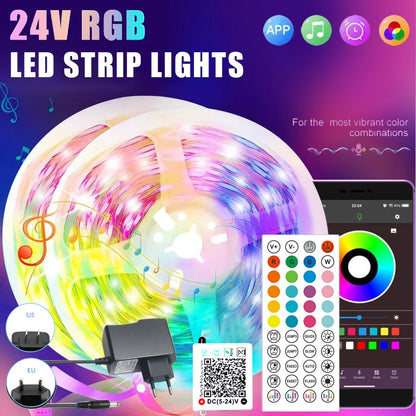 LED-Streifenlichter, 10 m, 20 m, 30 m, Musik-Synchronisierung, RGB-LED-Streifen, Klebeband, Lichter für Zimmer, Zuhause, Party, Dekoration, TV-Hintergrundbeleuchtung, flexibles Band.