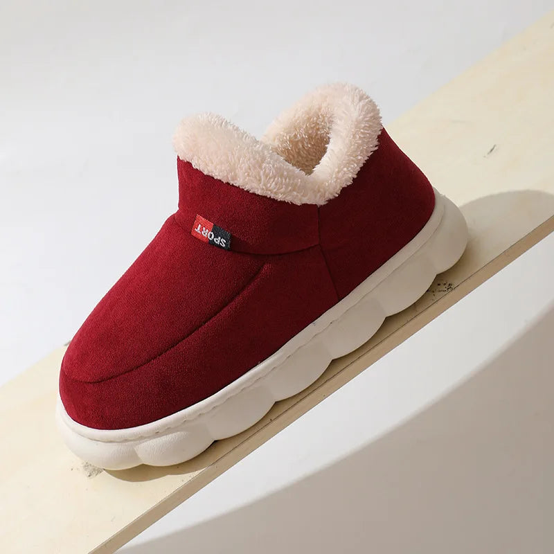 Smile PoP Winter Plush Men Cotton Shoes Warm Plush Men House Slippers Outdoor Soft Non Slip Women's Shoes Casual Furry Men Shoes.