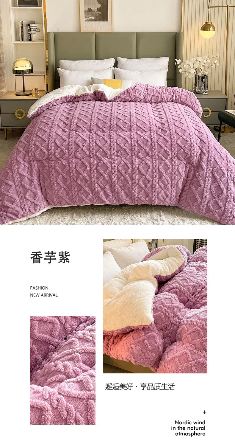 New Super Thick Winter Warm Blanket for Bed Artificial Lamb Cashmere Weighted Blankets Soft Comfortable Warmth Quilt Comforter