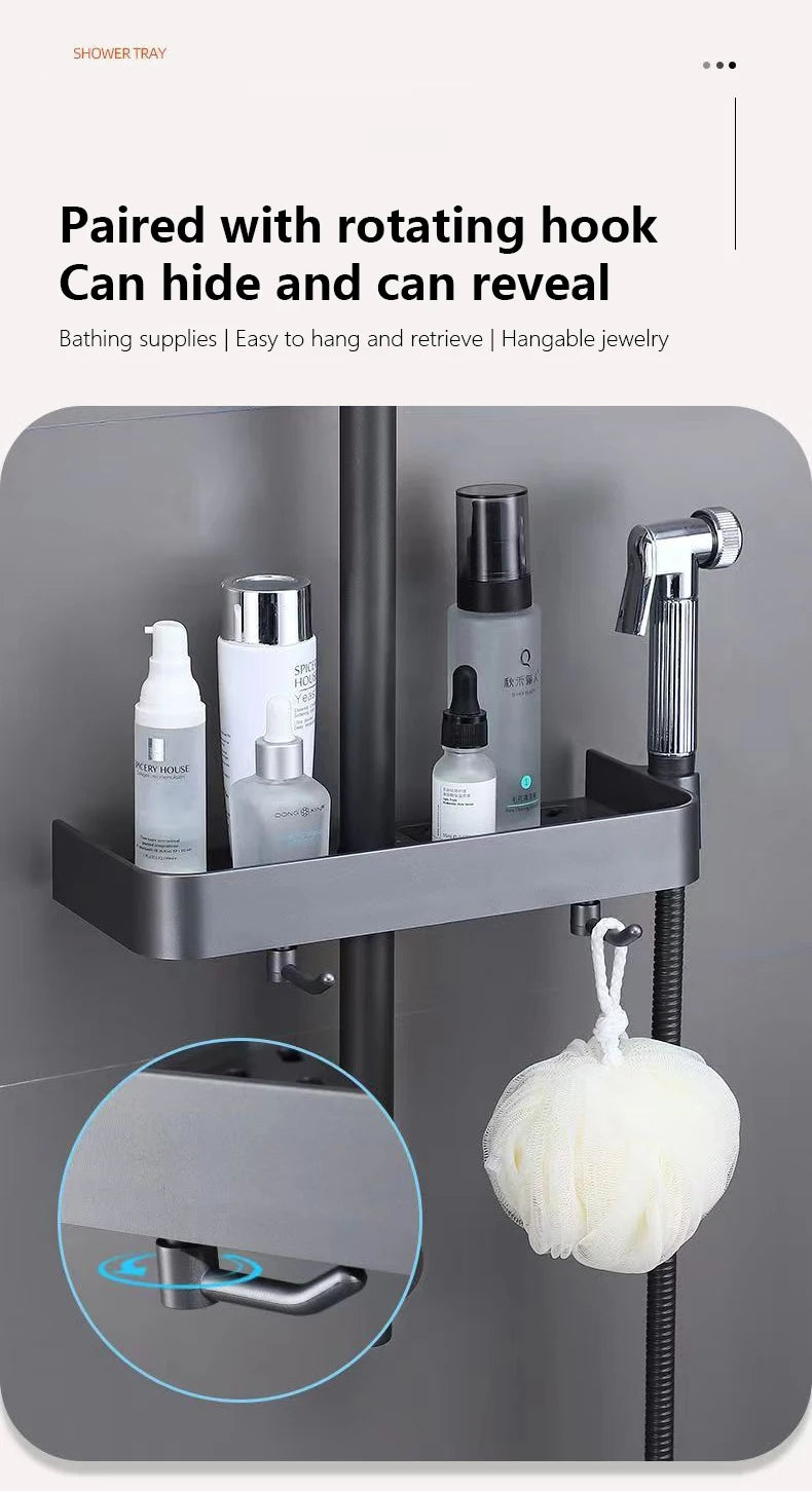 Haushalt Lift Ständer Dusche Rack Dusche Gel Lagerung Rack Badezimmer Perforation-Freies Dusche Stange Tablett