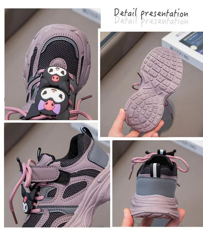 Kuromi Girl Shoe Spring Autumn Sanrios New Anime Figure Mesh Cloth Kawaii Cartoon Child Resistant To Dirt Sneakers Breathable.