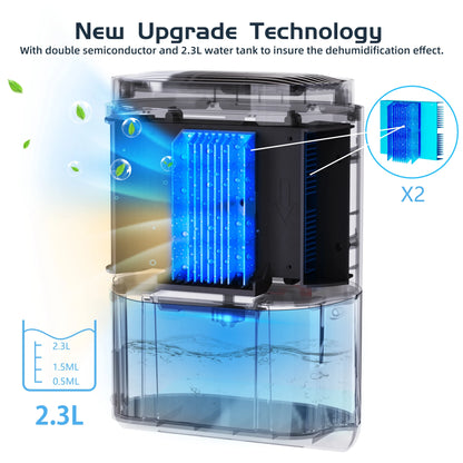 2300ML Dehumidifier Touching Control Home Appliances, Auto Defrost, Ultra Quiet Sleep Timing for Large Room Bathroom Garage RV.