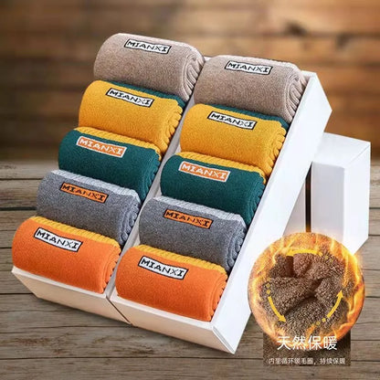 10Pairs/Men's Cotton Socks Winter Autumn Thickened Warm Mid-tube Socks Cotton Loop To Keep Warm Antibacterial Socks for MenWomen.