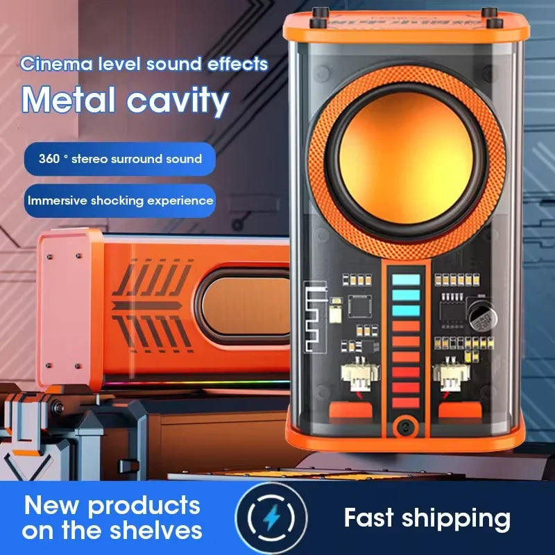 Loudspeaker Sound Box The Bass Transparent Wireless A36 Mecha Speakers Shake Speakers Audio Player Bluetooth Stereo Surround.