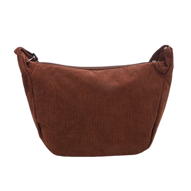Corduroy Shoulder Bag Minimalist Crossbody Bag Women's Handbags Fashion Fabric Underarm Bag Solid Color Zipper Female Handbag