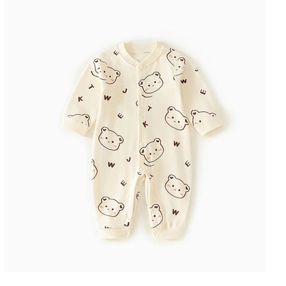 0-2Y Reine Baumwolle Langarm Neugeborenen Baby Strampler Haut-freundliche Einteilige Windel Overall Unterwäsche Infant Cartoon Homewear