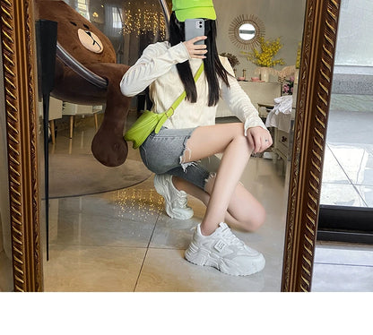 Chunky Platform Sneakers for Women Autumn New Fashion Thick Sole Vulcanized Shoes Woman Casual Non Slip Breathable Sports Shoes.