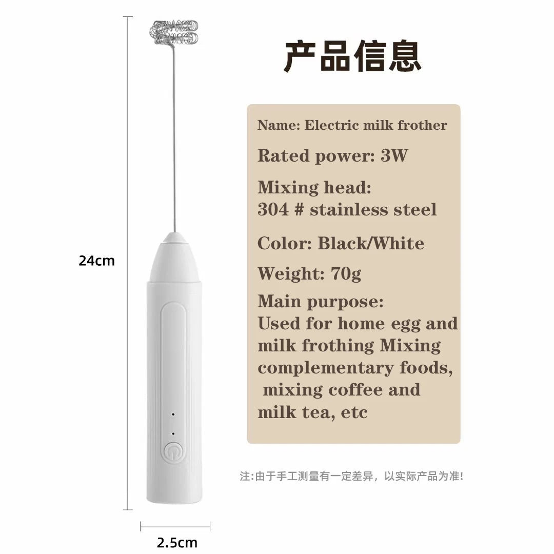 Electric Milk Frother 2 In 1 Rechargeable Blender Stainless Steel 3 Speeds Coffee Mixer Egg Beater Handheld Foam Maker Tools.