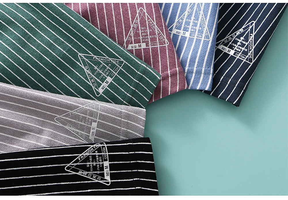 3PCS/Pack 100% Cotton Soft Panties Woman Trendy Striped Female Underwear Summer Breathable High Elastic Mid-rise Waist Boyshort.