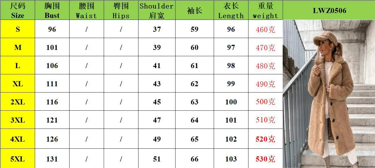 2025 frauen Winter Faux Wolle Mischungen Warme Mantel Einreiher Oberbekleidung Teddy Plüsch Mäntel Weibliche Chic Streetwear Mäntel 5XL.