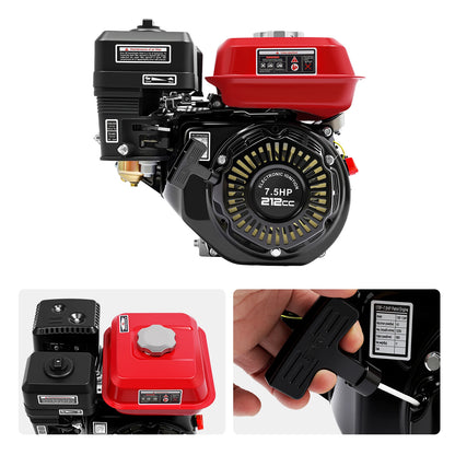 4-Takt-Benzinmotor 212 cc, 7,5 PS, 4000 W, 3600 U/min, Einzylinder-Handgezogener Benzinmotor, Durchmesser der Kurbelwelle ist 20 mm