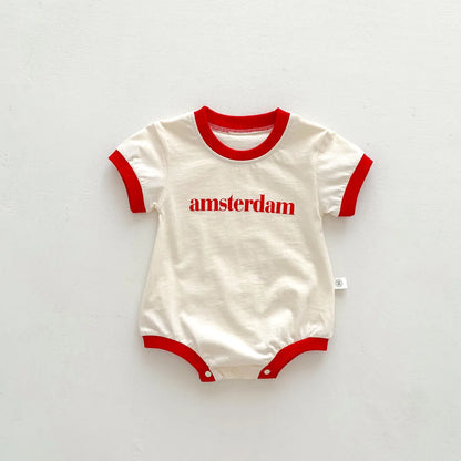 Drop-Shipping Sommer Kleinkind Baby Kurzarm Brief Outfit reine Baumwolle Overalls Kinder Neugeborenen Bodys einteiliges Kleidungs stück