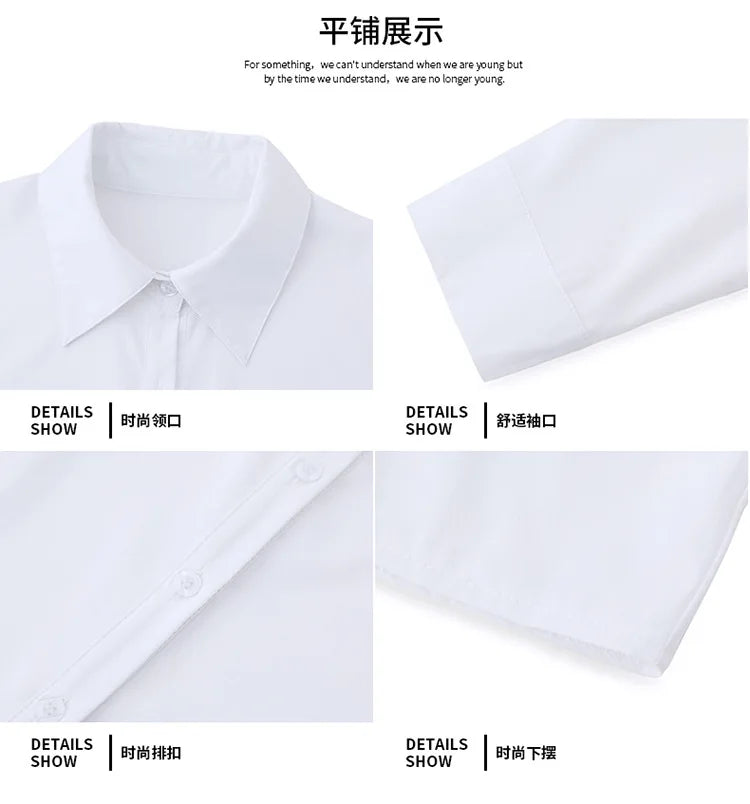 1pcs Woman Spring Autumn Solid color Shirts Lady Casual Long Sleeve Turn-down Collar Loose Shirt Female Fashion Temperament Tops