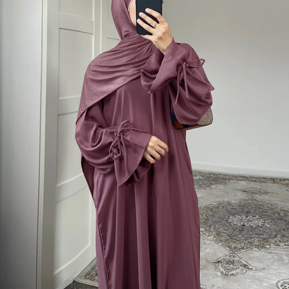 Ramadan Eid Plain Black Abaya Dubai Women drawstring Islam Muslim Maxi Kaftan Dress Kebaya Caftan Marocain Robe Femme Musulmane.