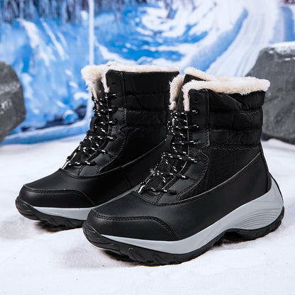 Snow Boots Woman Flat Woman Shoes Lace Up Women Shoes Solid Ankle Boots Warm Lightweight Women's Winter Boots Botas Mujer.