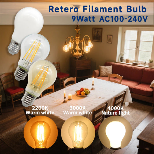 8PCS Led-lampe E27 B22 E14 220V GU10 Spot Licht 9W LED Glühlampe Retro Edison Vintage lampe AC 220V 110V Glas Lampen für Zuhause.