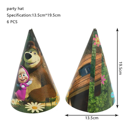 Mashas und Bär Geburtstag Party Dekoration Cartoon Thema Luftballons Kinder Event liefert Einweggeschirr Hintergrund