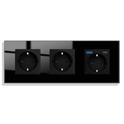 Bingoelec Wandsteckdose, Touch-Lichtschalter mit USB, 20 W, Typ C, Schnellladesteckdose, Glasscheibe, EU-Standard-Steckdosen