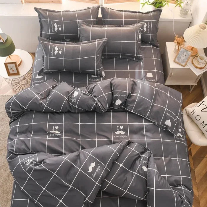 New Comfortable Soft Skin-friendly Cotton Aloe Vera Cotton Four-piece Set Active Cotton Bedding Sheet Quilt Cover