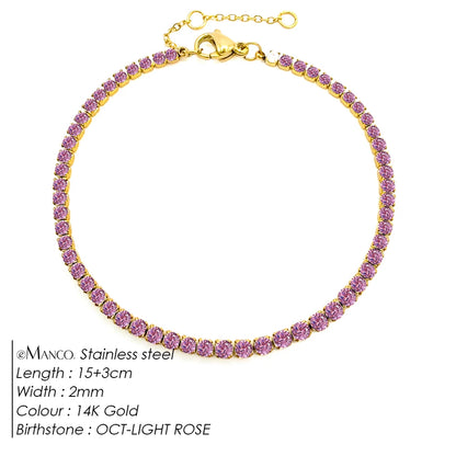 eManco Stainless Steel Gold Plated Sparkling Bracelet High Quality White Zirconia Single Row Simple Accessory For Girls
