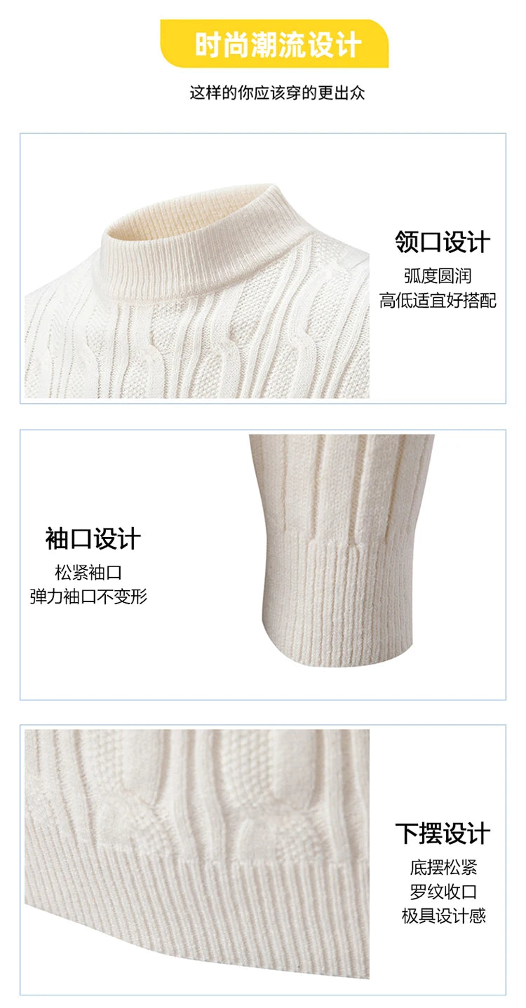 2023 Autumn  and Winter New Sweaters Warm Fit Knitted Sweaters Solid Color Casual Pullover Multiple Styles Sweater Men.
