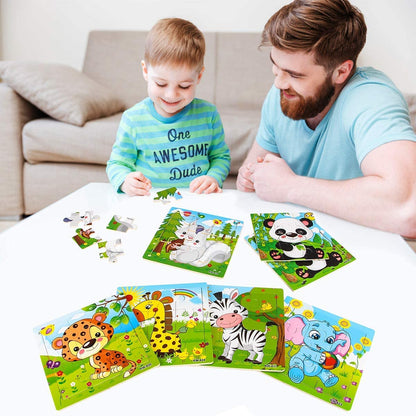 9/16 Jigsaw Puzzles for Kids Ages 2 3 4 5 Toddler Wooden Puzzle Preschool Educational Toys Set Animals Puzzle for Boys and Girls.