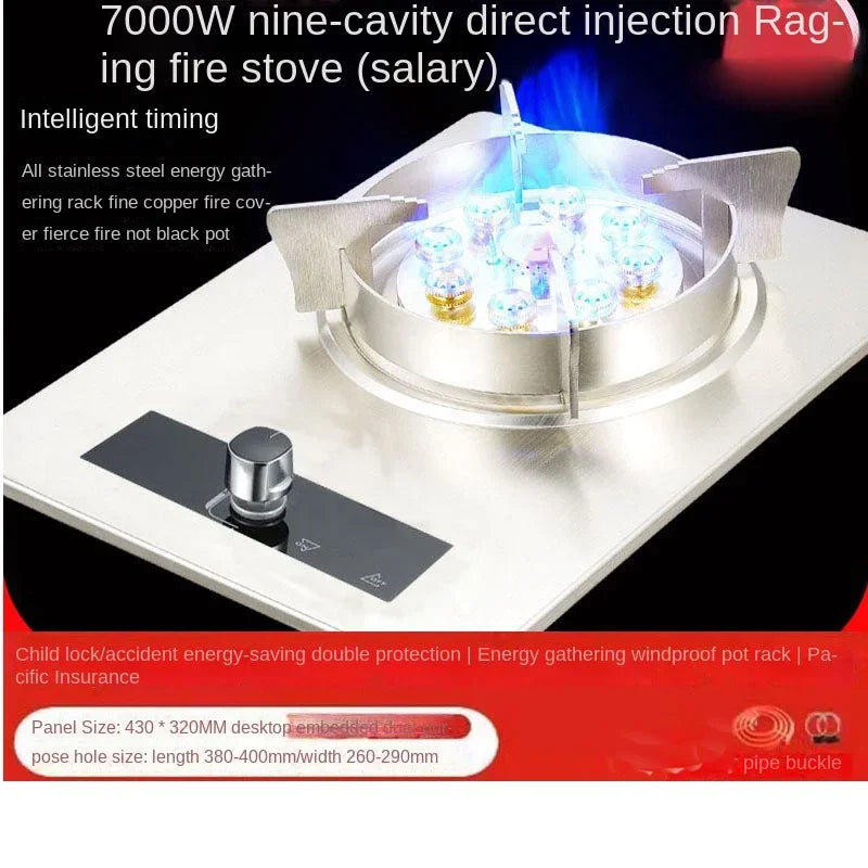 7kw Gas Cooktop Single Stove Household Liquefaction Gas Stove Single Coal Desktop Embedded Single Gas Stove 4.5 KW/5.2kw/