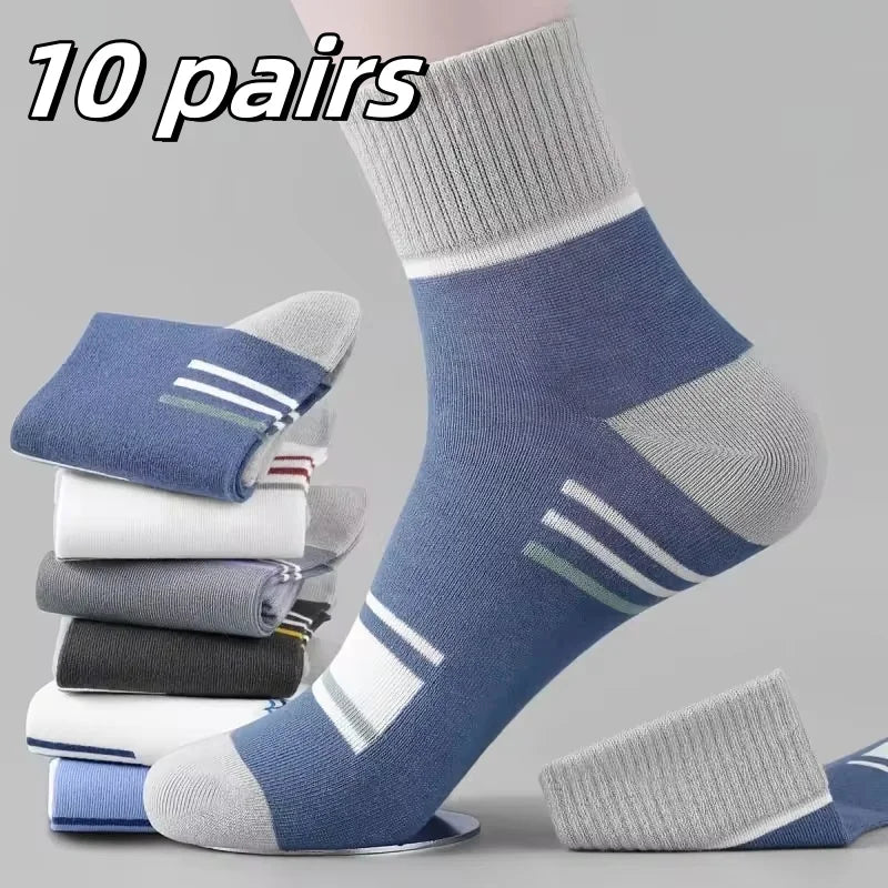 10/5/3MEN'S Mid-calf Socks Cotton Socks for All Seasons, Solid Colour and Versatile