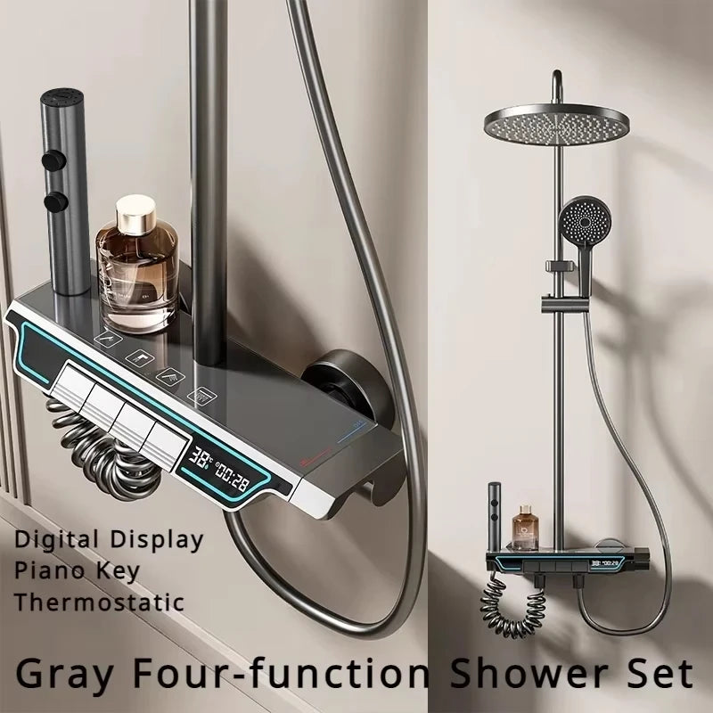 Bathroom Shower System LED Light Shower System Digital Display Shower Faucet included bathroom accessories