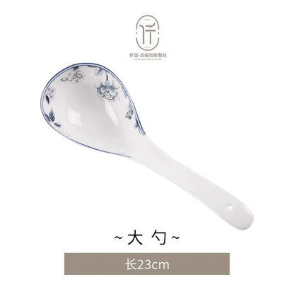 Blue Peacock Bone China Dining Plate Blue and White Kitchen Tableware Flower Ceramic Tableware Home Dining Bar Main Course Plate