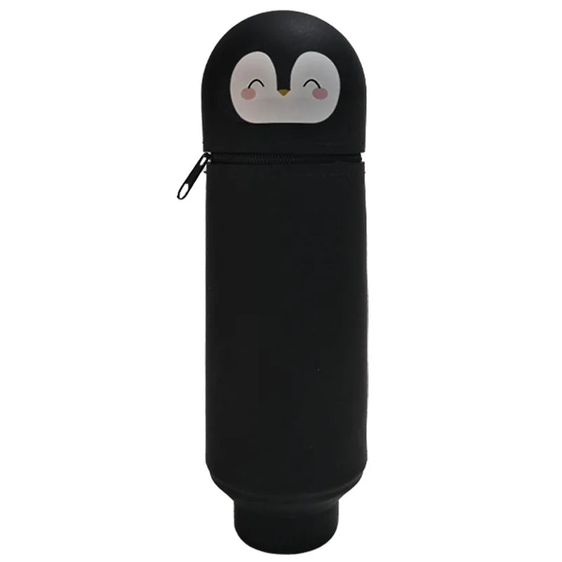 Niedliches Tier-Federmäppchen, 2-in-1-Federmäppchen mit Reißverschluss-Stifthalter, weiches Silikon-Federmäppchen, geeignet für das Schulbüro.