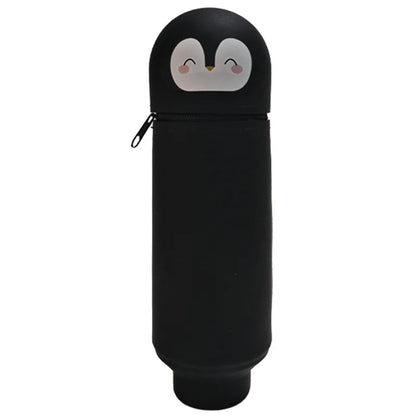 Niedliches Tier-Federmäppchen, 2-in-1-Federmäppchen mit Reißverschluss-Stifthalter, weiches Silikon-Federmäppchen, geeignet für das Schulbüro.