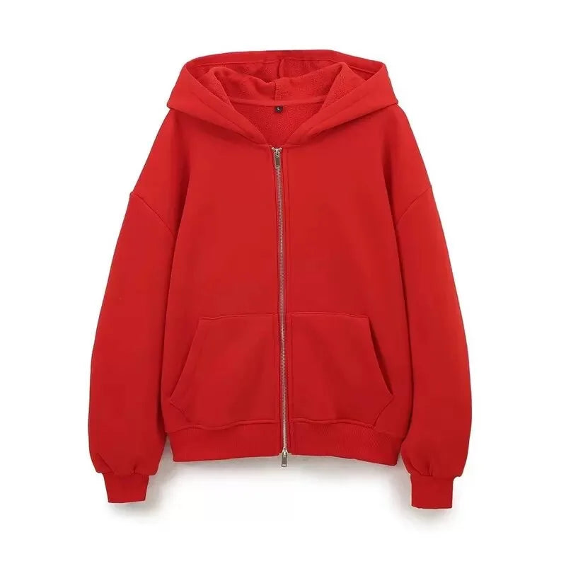 ETJ 2025 Fall/Winter new  women's casual sports oversized zipper hoodie wide leg mop sweatpants set 4174842.