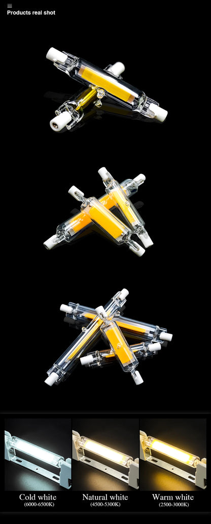 High Power 5W 10W 20W LED R7s COB Glass Tube 118mm J118 78mm J78 Cob Light Bulb AC 110V 220V 240V Lampadas Replace Halogen Lamp.