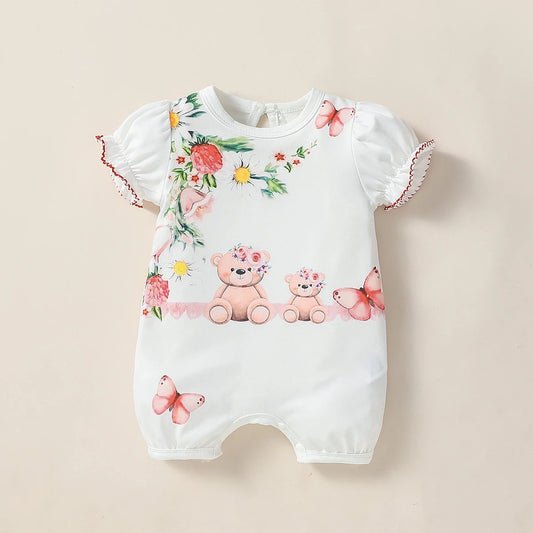 One Piece of Clothing Baby Gilrs Summer For Newborn Item Cartoon Cute Romper 0-1Y Casual Daily Wear Fashion Jumpsuit.