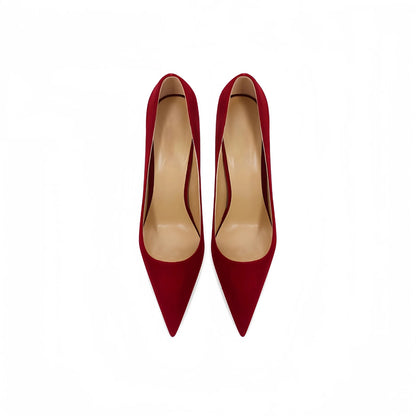 Wine Red High Heels 12cm 10cm 8cm Women Shoes Thin Heels Pointed Head Ladies Pumps Shallow Mouth Stiletto Party Large Size Shoes.