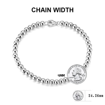 Rinntin 14K Gold 925 Sterling Silver 4mm Bead Ball Strand Chain Bracelet for Women Trendy Handmade Bracelets Jewelry SB103.