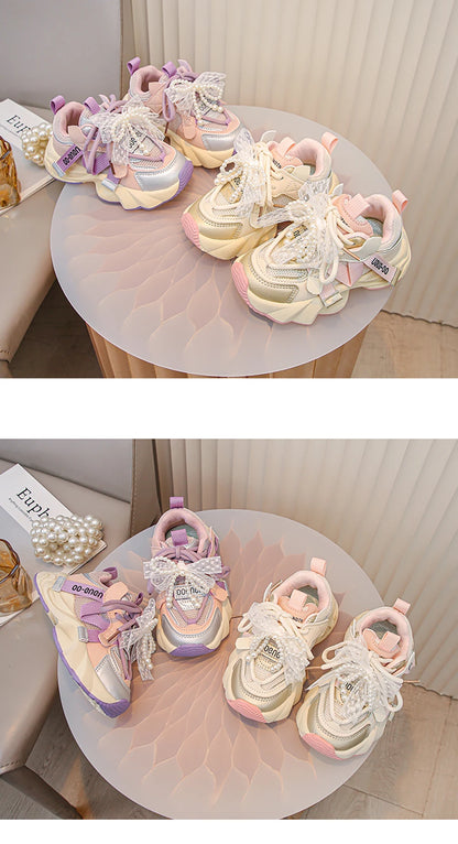 Autumn Sneakers For Kids Korean Style Trend Fashion Girl's Sneakers Soft-soled Breathable Teenager Children Sport Shoes.